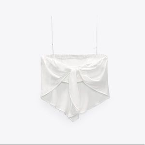 Zara satin bandana crop top white